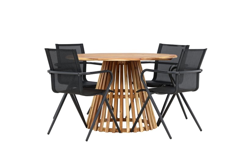 Lumpur Matgruppe 110 cm Rund med 4 Alina Stoler - Natur - Hagemøbler - Hagegruppe - Spisegrupper hage