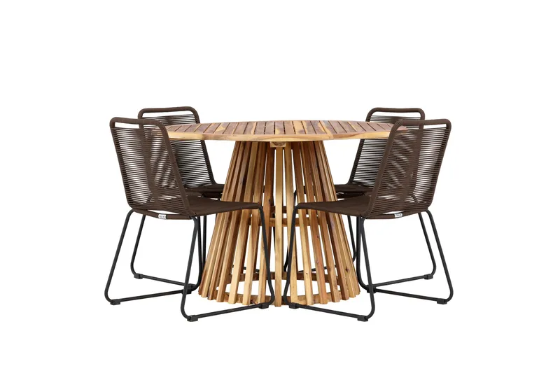 Lumpur Spisegruppe + 4 stoler - Natur - Hagemøbler - Hagegruppe - Spisegrupper hage