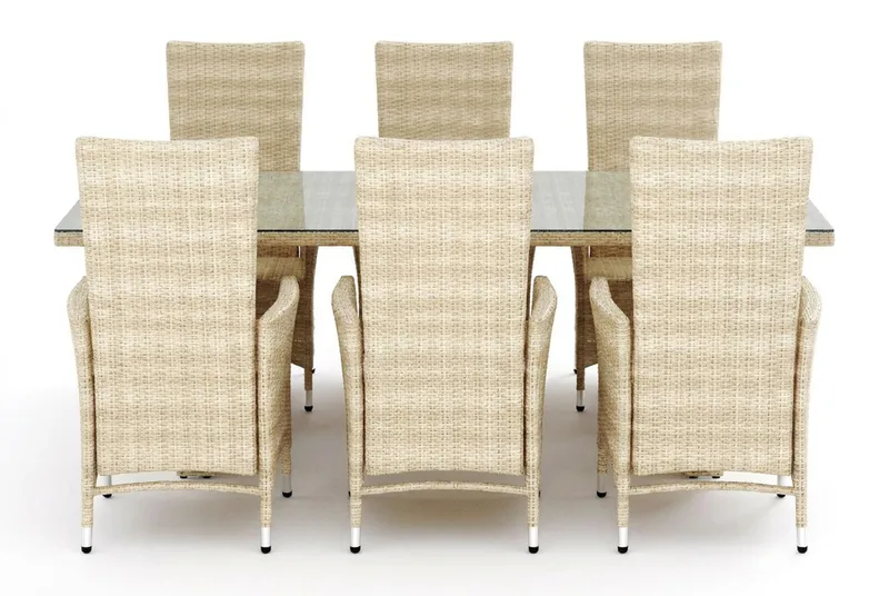 Majestic Matgrupp Utomhus 210 + 6 Jenny Ställbar Fåtölj Comfort Garden Beige - Hagemøbler - Hagegruppe - Spisegrupper hage