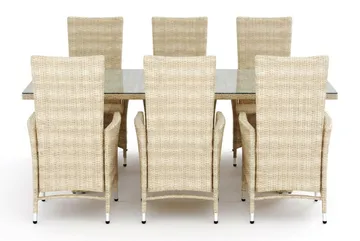 Majestic spisegruppe utendørs 210 + 6 Jenny regulerbar lenestol Comfort Garden Beige - Hagemøbler - Hagegruppe - Spisegrupper hage