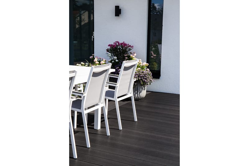 Marbella Forlengbar Spisegruppe 160cm + 8 Parma Stoler Hvit/ - Venture Home - Spisegrupper hage