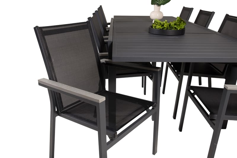 Marbella Matgruppe 160-240 cm Rektangulær med 8 Parma Stoler - Svart - Hagemøbler - Hagegruppe - Spisegrupper hage