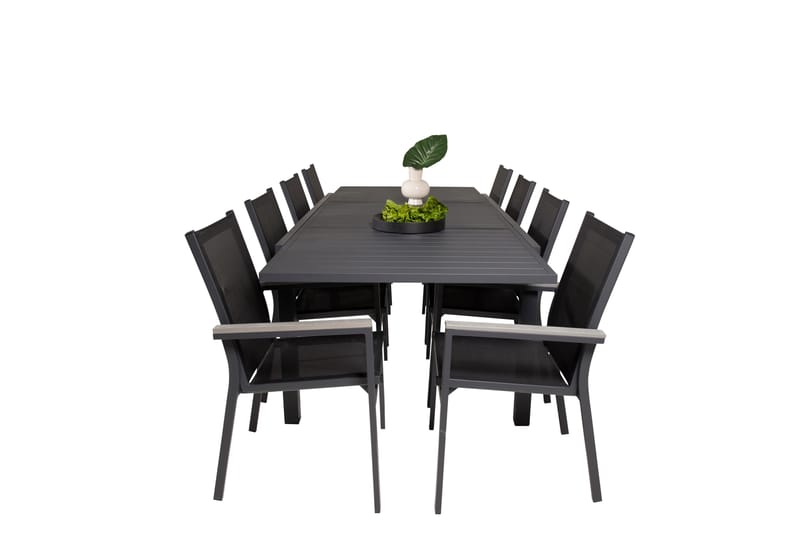 Marbella Matgruppe 160-240 cm Rektangulær med 8 Parma Stoler - Svart - Hagemøbler - Hagegruppe - Spisegrupper hage