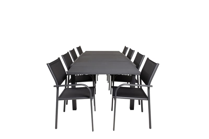 Marbella Spisegruppe 160-240 cm Rektangulær med 8 Santorini Stoler, Svart