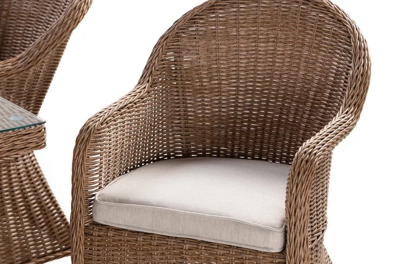 Marcus Spisegruppe 140 Rund + 4 Light Lenestoler m Pute - Natur - Hagemøbler - Hagegruppe - Spisegrupper hage