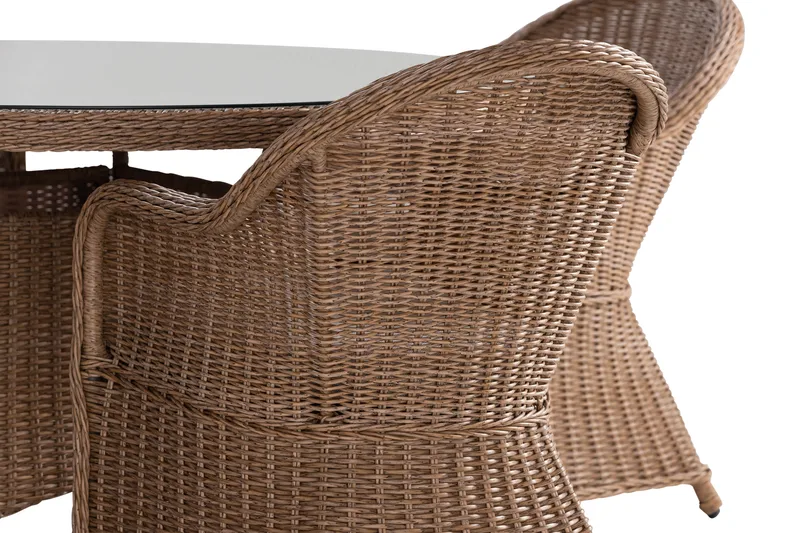 Marcus Spisegruppe 140 Rund + 4 Light Lenestoler m Pute - Natur - Hagemøbler - Hagegruppe - Spisegrupper hage