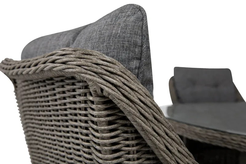 Marcus Spisegruppe 140 Rund + 6 Lenestoler m Pute - Grå - Hagemøbler - Hagegruppe - Spisegrupper hage