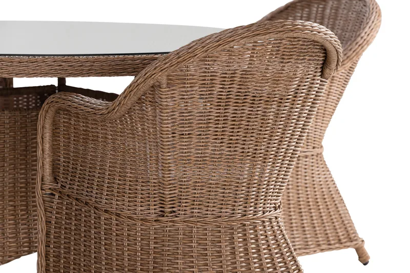 Marcus Spisegruppe 140 Rund + 6 Light Lenestoler m Pute - Natur - Hagemøbler - Hagegruppe - Spisegrupper hage