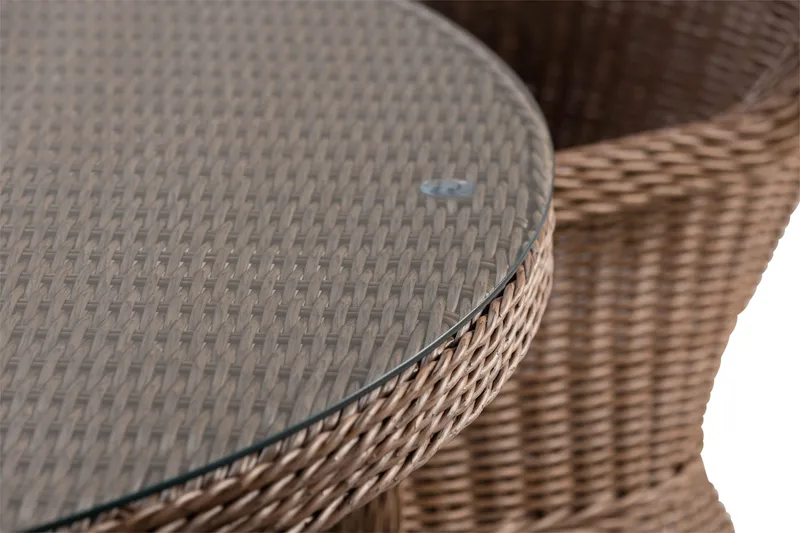 Marcus Spisegruppe 140 Rund + 6 Light Lenestoler m Pute - Natur - Hagemøbler - Hagegruppe - Spisegrupper hage