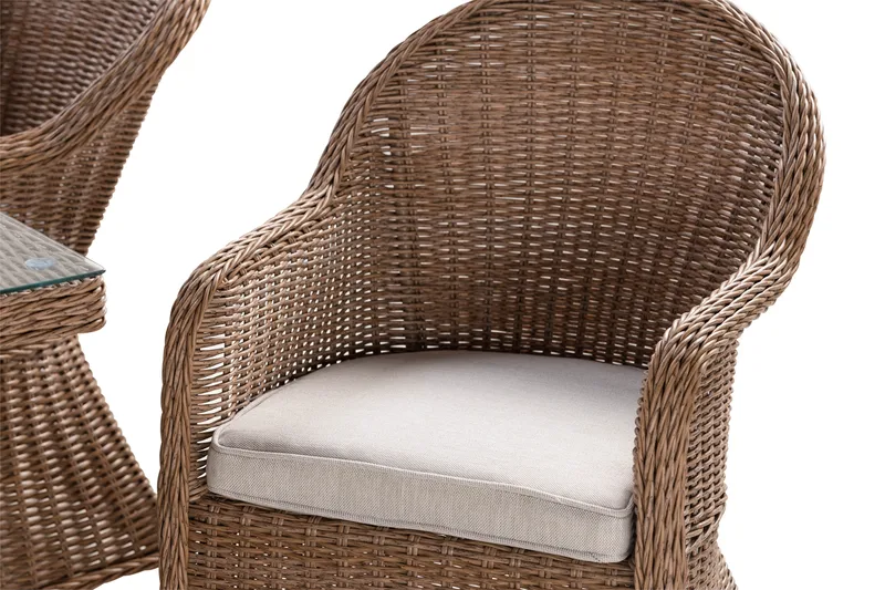 Marcus Spisegruppe 140 Rund + 6 Light Lenestoler m Pute - Natur - Hagemøbler - Hagegruppe - Spisegrupper hage