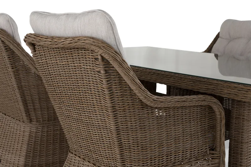 Marcus Spisegruppe 200 + 4 Lenestoler m Pute - Natur - Hagemøbler - Hagegruppe - Spisegrupper hage