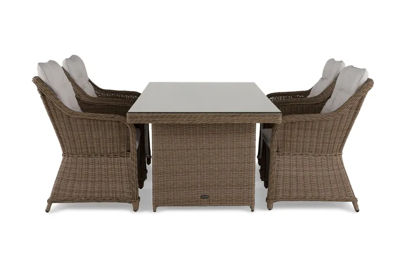 Marcus Spisegruppe 200 + 4 Lenestoler m Pute - Natur - Hagemøbler - Hagegruppe - Spisegrupper hage