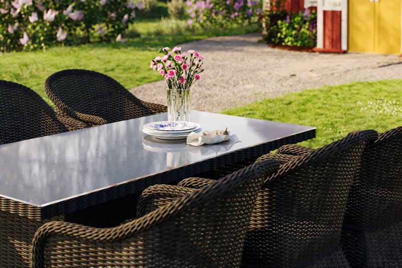 Marcus Spisegruppe 200 + 6 Light Lenestoler m Pute - Svart - Hagemøbler - Hagegruppe - Spisegrupper hage