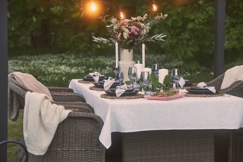 Marcus Spisegruppe 200 + 6 Light Lenetoler m Pute - Grå - Hagemøbler - Hagegruppe - Spisegrupper hage