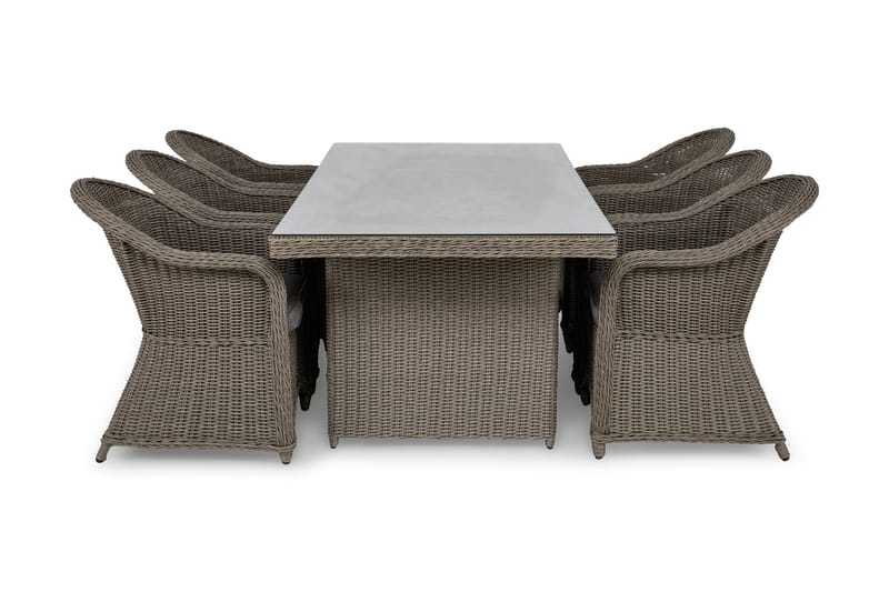 Marcus Spisegruppe 200 + 6 Light Lenetoler m Pute, Grå