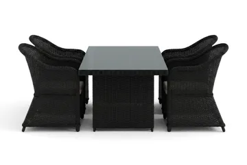Marcus utendørs spisegruppe 160x90 cm med 4 Marcus Light utefåtöljer - Svart - Hagemøbler - Hagegruppe - Spisegrupper hage