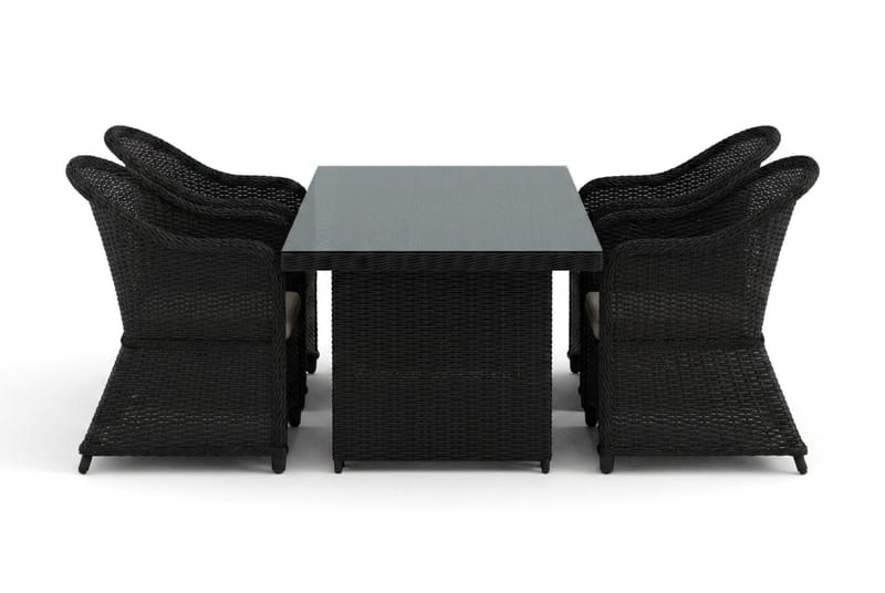 Marcus utendørs spisegruppe 160x90 cm med 4 Marcus Light utefåtöljer - Svart - Hagemøbler - Hagegruppe - Spisegrupper hage