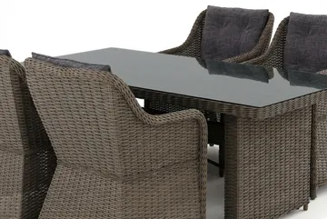 Marcus utendørs spisegruppe 160x90 cm med 4 Marcus utefåtöljer - Grå - Hagemøbler - Hagegruppe - Spisegrupper hage