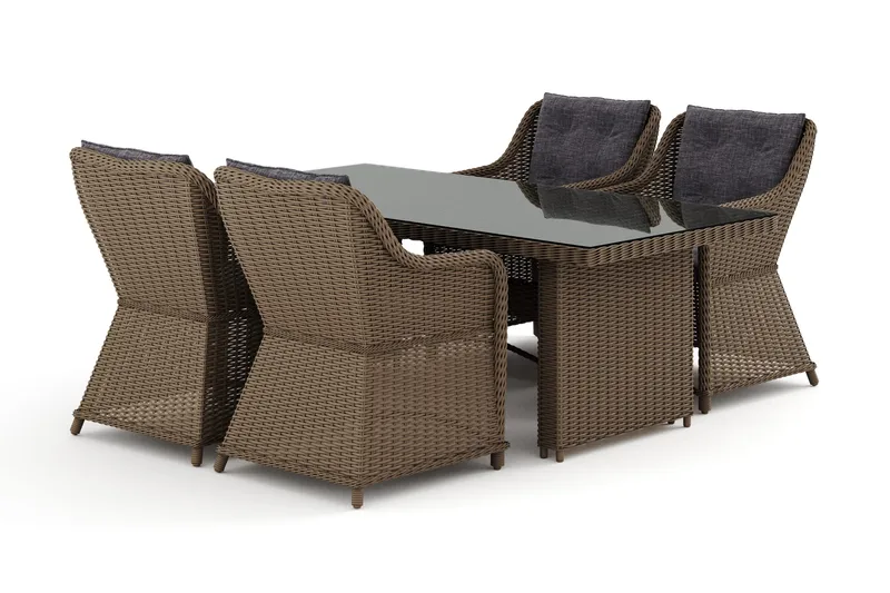 Marcus utendørs spisegruppe 160x90 cm med 4 Marcus utefåtöljer, Natur