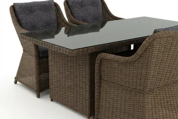 Marcus utendørs spisegruppe 160x90 cm med 4 Marcus utefåtöljer - Natur - Hagemøbler - Hagegruppe - Spisegrupper hage