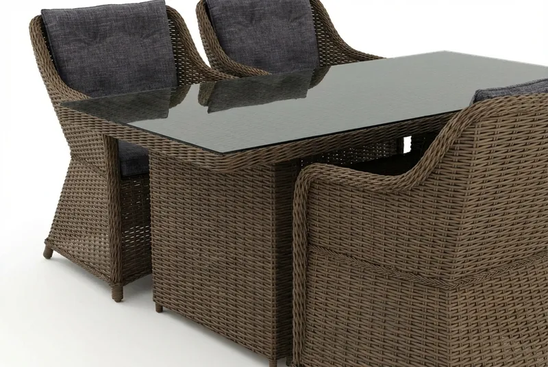 Marcus utendørs spisegruppe 160x90 cm med 4 Marcus utefåtöljer - Natur - Hagemøbler - Hagegruppe - Spisegrupper hage