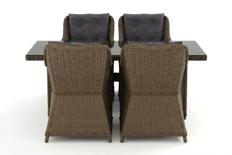 Marcus utendørs spisegruppe 160x90 cm med 4 Marcus utefåtöljer - Natur - Hagemøbler - Hagegruppe - Spisegrupper hage