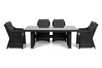Marcus utendørs spisegruppe 160x90 cm med 4 Marcus utendørs lenestoler - Svart - Hagemøbler - Hagegruppe - Spisegrupper hage