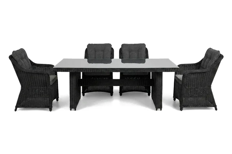 Marcus utendørs spisegruppe 160x90 cm med 4 Marcus utendørs lenestoler - Svart - Hagemøbler - Hagegruppe - Spisegrupper hage