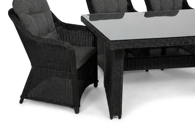 Marcus utendørs spisegruppe 160x90 cm med 4 Marcus utendørs lenestoler - Svart - Hagemøbler - Hagegruppe - Spisegrupper hage