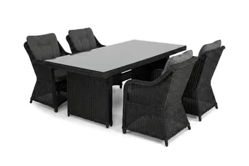 Marcus utendørs spisegruppe 160x90 cm med 4 Marcus utendørs lenestoler - Svart - Hagemøbler - Hagegruppe - Spisegrupper hage