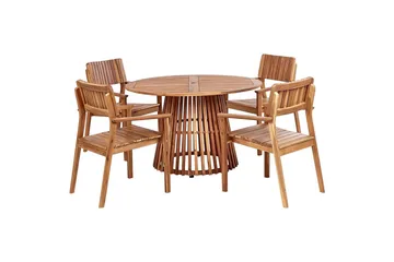 Matsalsset Beliani Agello Ljus trä, 4-Sits, Nej Light wood - Hagemøbler - Hagegruppe - Spisegrupper hage