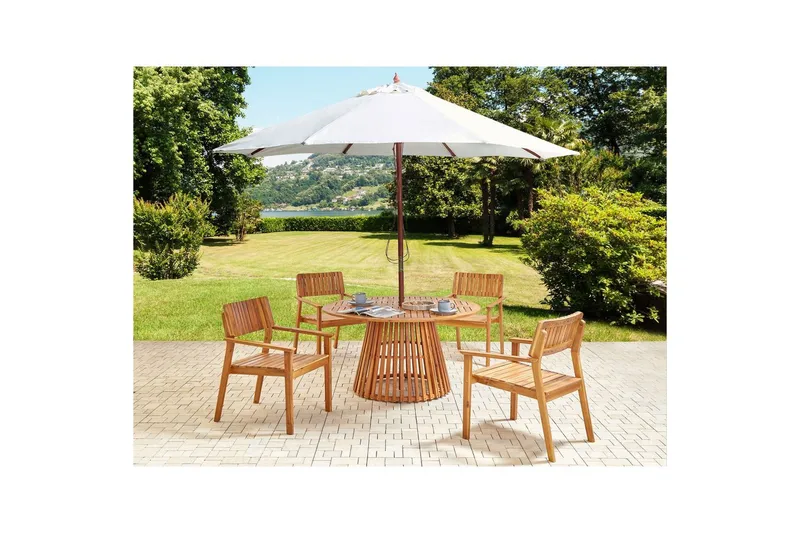 Matsalsset Beliani Agello Ljus trä/beige, 4-Sits, Ja Light wood||Beige - Hagemøbler - Hagegruppe - Spisegrupper hage