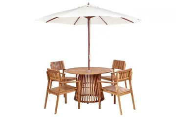 Matsalsset Beliani Agello Ljus trä/beige, 4-Sits, Ja Light wood||Beige - Hagemøbler - Hagegruppe - Spisegrupper hage