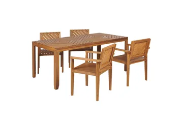 Matsalsset Beliani Baratti 4-Sits Light wood - Hagemøbler - Hagegruppe - Spisegrupper hage