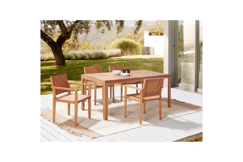 Matsalsset Beliani Baratti 4-Sits Light wood - Hagemøbler - Hagegruppe - Spisegrupper hage
