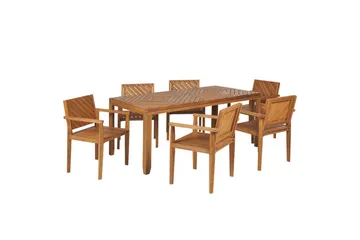 Matsalsset Beliani Baratti 6-Sits Light wood - Hagemøbler - Hagegruppe - Spisegrupper hage