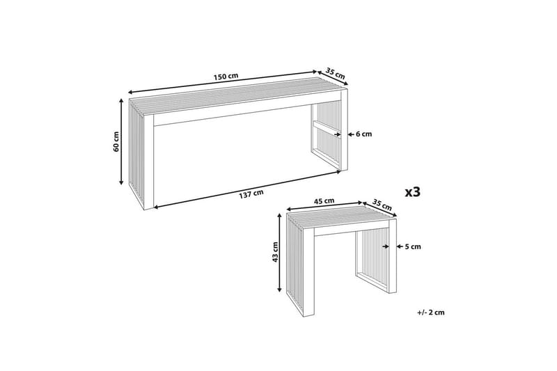 Matsalsset Beliani Bellano 3-Sits Light wood - Hagemøbler - Hagegruppe - Spisegrupper hage