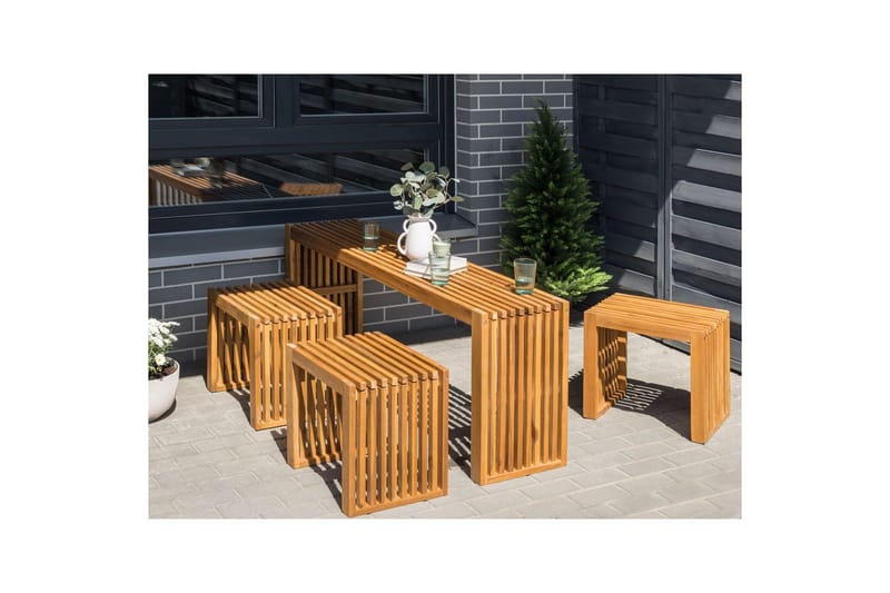 Matsalsset Beliani Bellano 3-Sits Light wood - Hagemøbler - Hagegruppe - Spisegrupper hage
