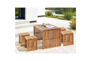 Matsalsset Beliani Bellano 4-Sits Light wood - Hagemøbler - Hagegruppe - Spisegrupper hage