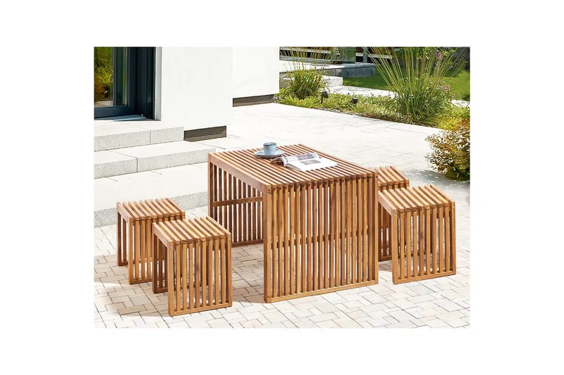 Matsalsset Beliani Bellano 4-Sits Light wood - Hagemøbler - Hagegruppe - Spisegrupper hage