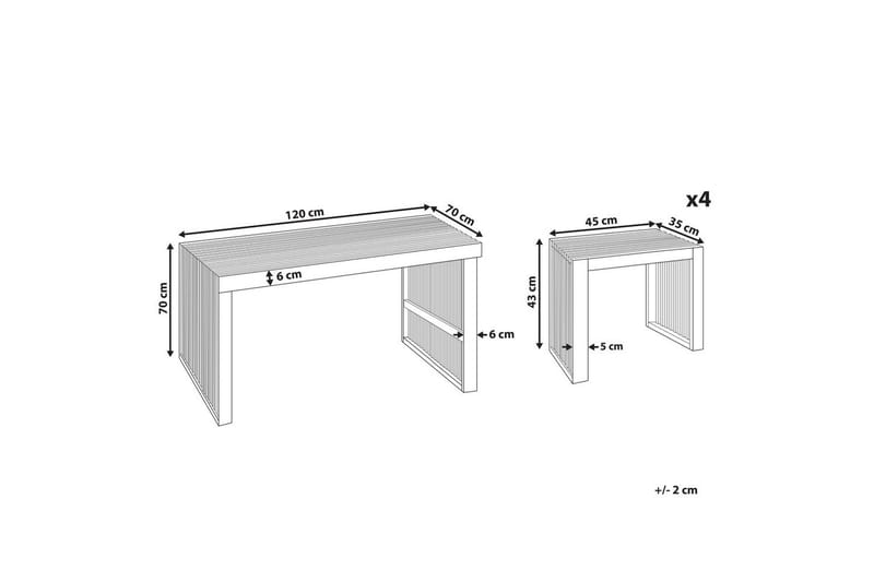 Matsalsset Beliani Bellano 4-Sits Light wood - Hagemøbler - Hagegruppe - Spisegrupper hage