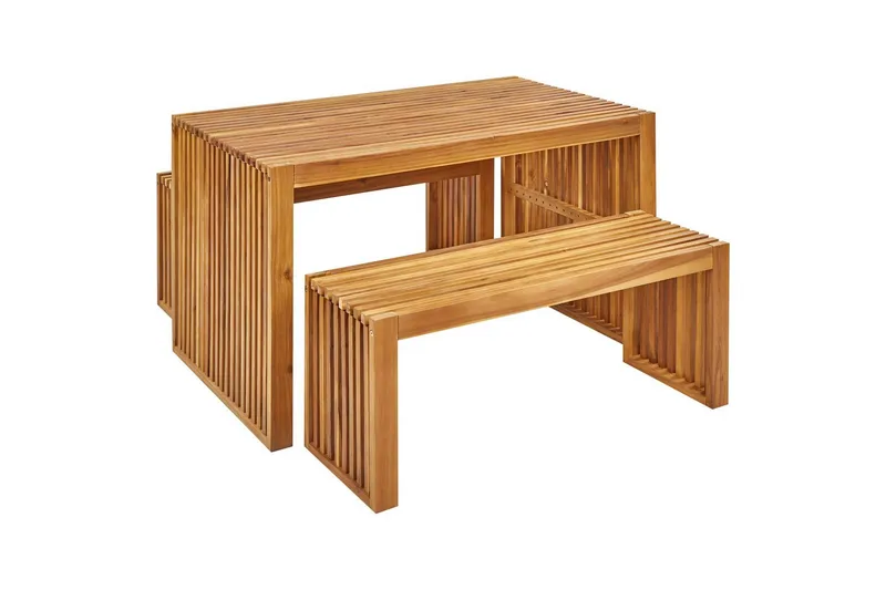 Matsalsset Beliani Bellano med 2 bänkar Light wood, undefined