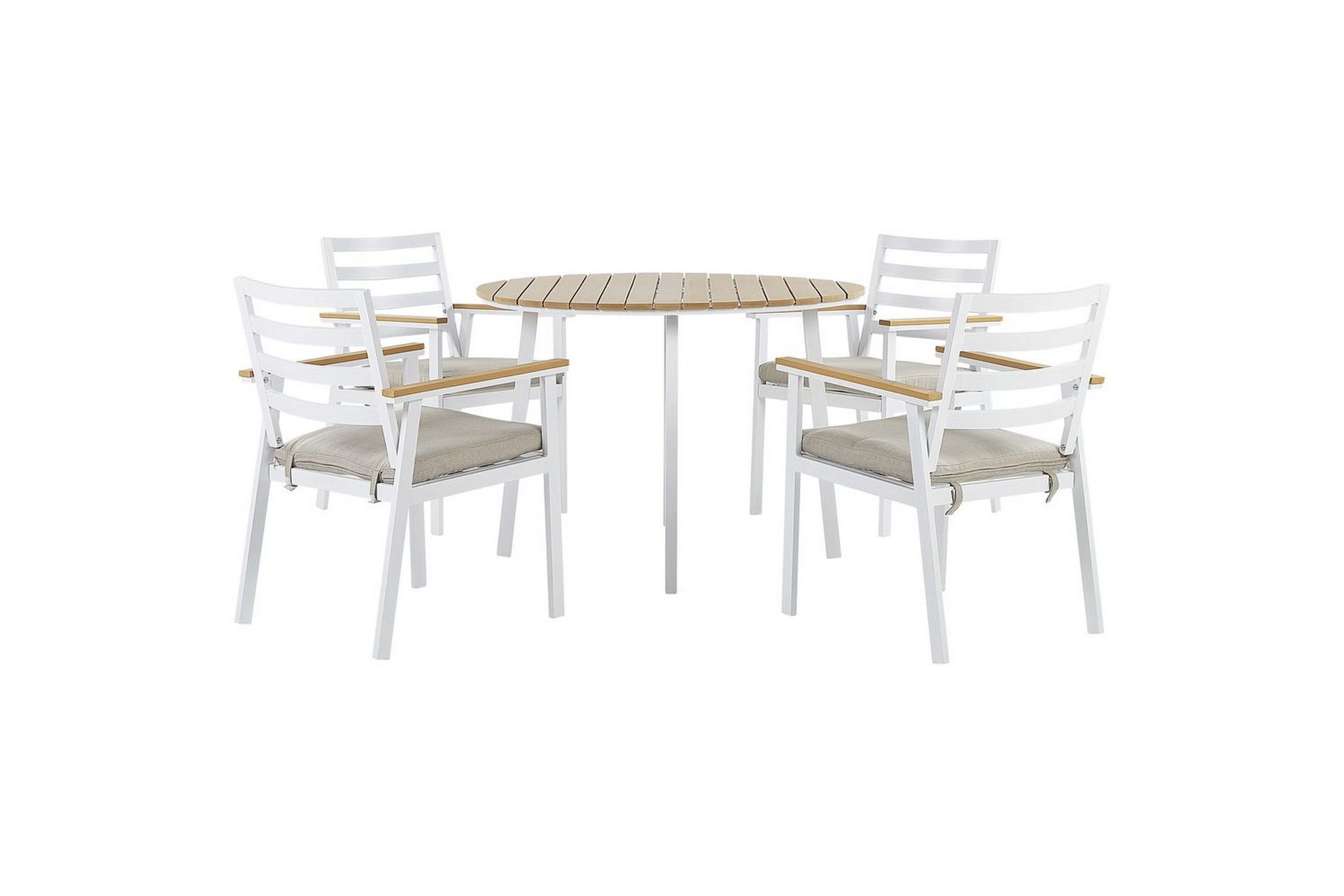Matsalsset Beliani Cavoli Vit/ljust trä/beige White\|\|Light wood\|\|Beige -