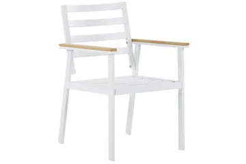 Matsalsset Beliani Cavoli Vit/ljust trä/beige White||Light wood||Beige - Hagemøbler - Hagegruppe - Spisegrupper hage