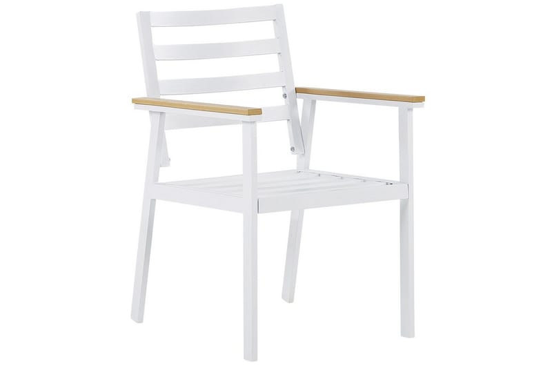 Matsalsset Beliani Cavoli Vit/ljust trä/beige White||Light wood||Beige - Hagemøbler - Hagegruppe - Spisegrupper hage