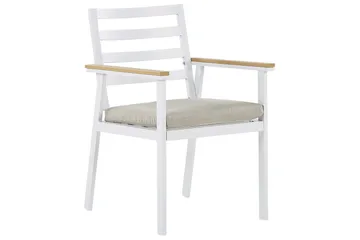 Matsalsset Beliani Cavoli Vit/ljust trä/beige White||Light wood||Beige - Hagemøbler - Hagegruppe - Spisegrupper hage