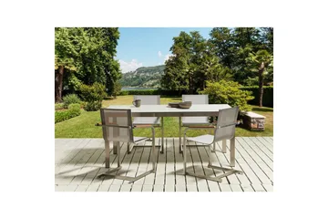 Matsalsset Beliani Cosoleto Grå/Silver, 4-Sits White||Beige||Silver - Hagemøbler - Hagegruppe - Spisegrupper hage