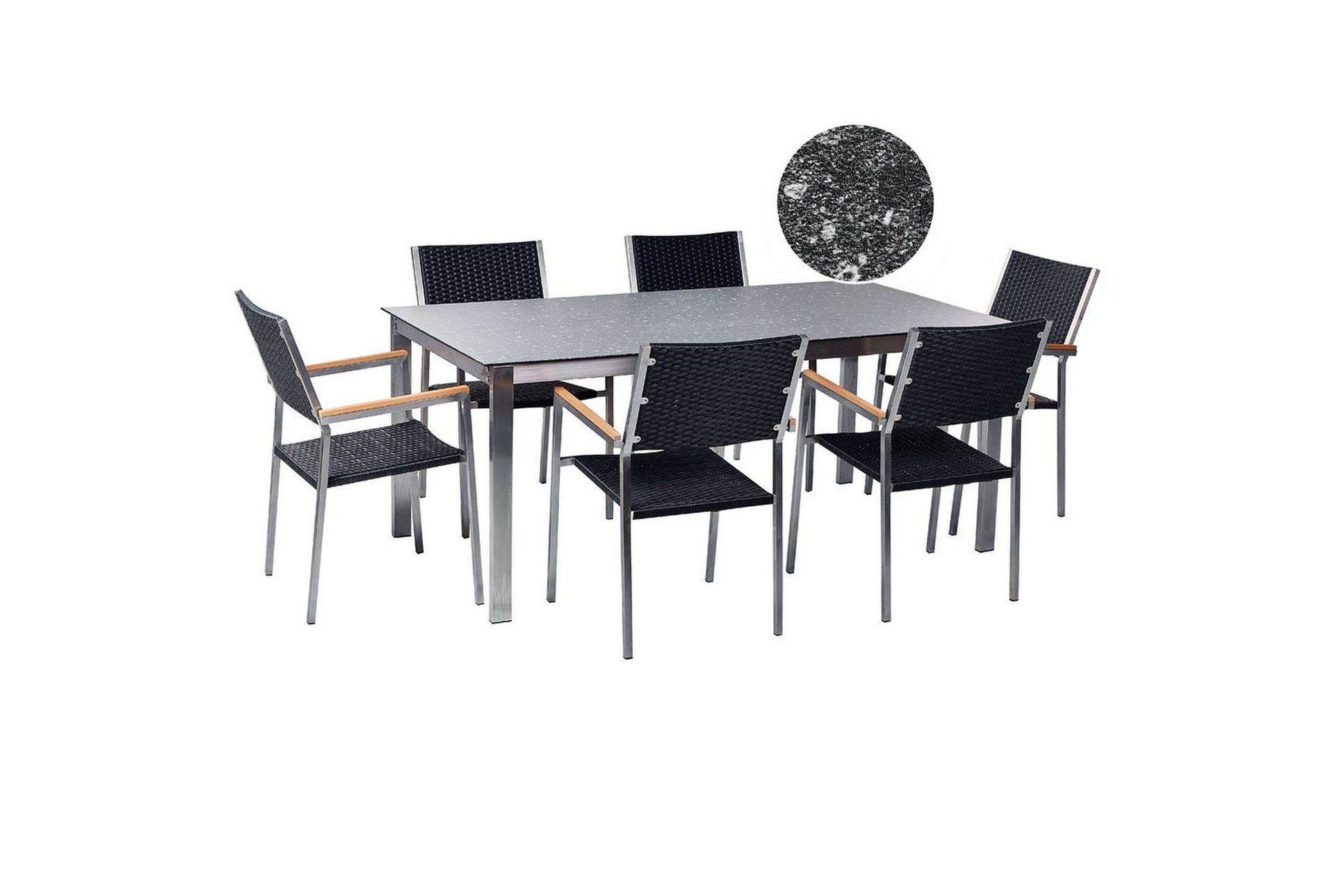 Matsalsset Beliani Cosoleto/Grosseto Grå/Silver, 6-Sits Black\|\|Silver -