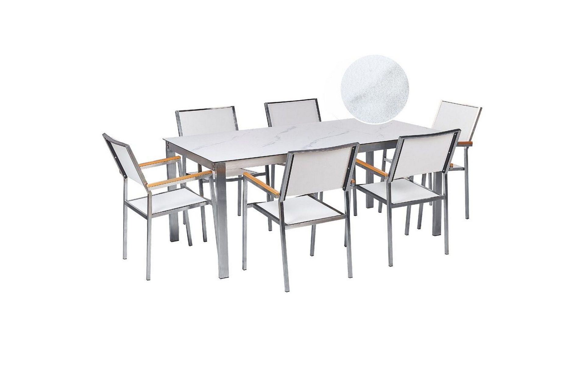 Matsalsset Beliani Cosoleto/Grosseto Grå/Silver, 6-Sits White Marble\|\|Silver -