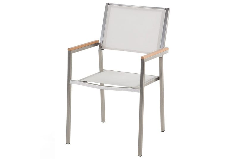 Matsalsset Beliani Cosoleto/Grosseto Grå/Silver, 6-Sits White Marble||Silver - Hagemøbler - Hagegruppe - Spisegrupper hage
